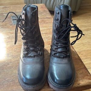 Women's Black Napa Rust Lace-Up Combat Boots